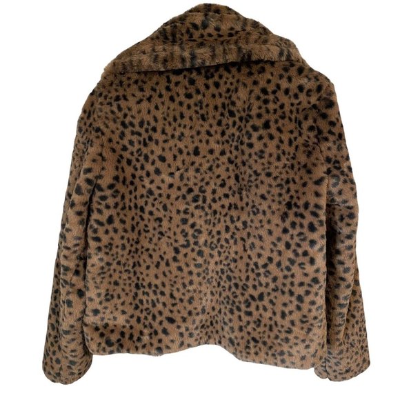 NWT Abercrombie & Fitch Soft Collection Faux Fur Leopard  Coat size medium - Picture 2 of 6